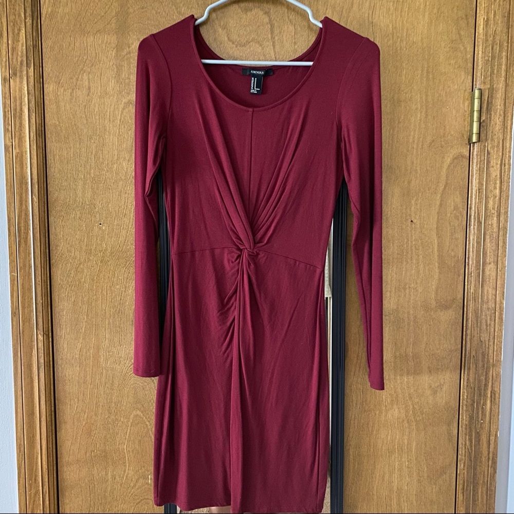 Twist Front Long Sleeve Dress